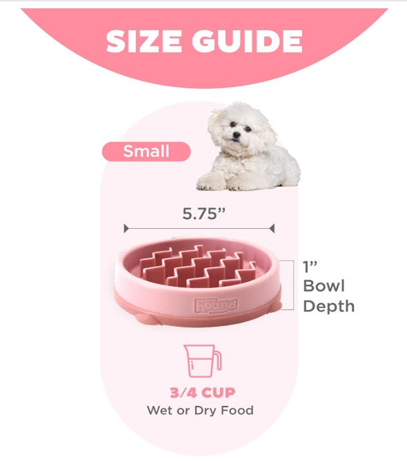 Outward Hound Fun Feeder Slo Bowl, Small Slow Feeder Dog Bowl, 3/4 Cups, Mini, Pink